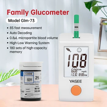 YASEE GLM-73 hladiny Glukózy v Krvi Meter 100KS Testovacie Prúžky Ihly Lancets Cukru Monitor Zbierať Glucometer Auta Cukru v Krvi Meter Mg/dl