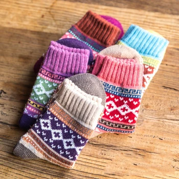 Ženy, Muži Hrubé Zimné Ponožky Teplé Vlny Nordic Novosti Ponožky Unisex Mäkké Pohodlné Ponožky