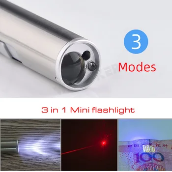 3 V 1 Červené Laserové Ukazovátko Baterka LED Baterkou UV Svetlo Lazer Pero USB Nabíjateľné Mačka, Pes Chaser Hračky