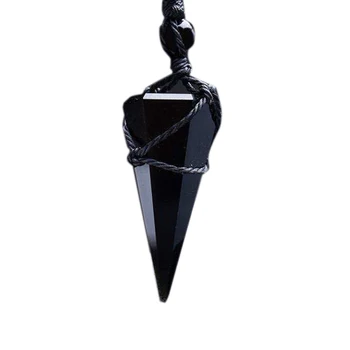 Čierny Obsidián Pyramídy Prívesok s Reťazca pánske Šperky dámske Šperky Jade Prívesok