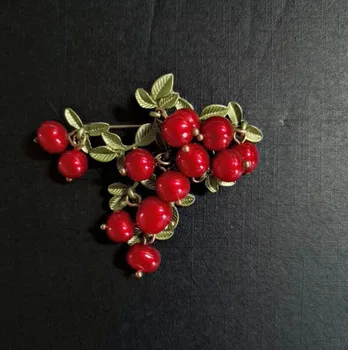 CSxjd vintage brošňa šperky bronz Zelené, ktoré pečieme Farba Prírodná perla Cranberry ovocie brošňa šatky Príslušenstvo pre svadby