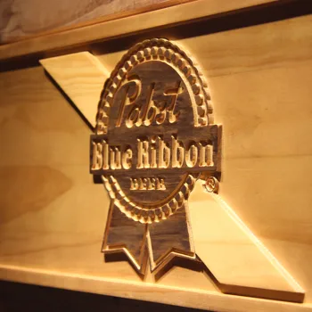 Pabst Blue Ribbon Beer 3D Drevený Bar Znamenia