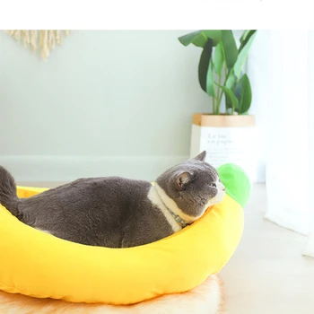 Vtipné Banán Tvar, Pet, Pes, Mačka Posteľ Dom Plyšové Mäkké Podušky Teplé Odolné Prenosné Pet Kôš Chovateľskej Stanice Mačky Príslušenstvo