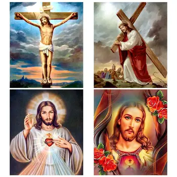 Ježiš Kristus Diamond Maľovanie Náboženstvo Portrét Kolo Plné Vŕtanie Nouveaute DIY Mozaiky Výšivky 5D Cross Stitch Domova Darček