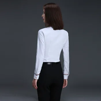 2019 Nové Módne Ženy Oblečenie, Tričko s Dlhým Rukávom Formálne Slim Všetky vaše Biele Blúzky Office Dámy Pracovné oblečenie Plus Veľkosť Topy