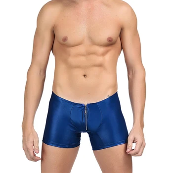 Predaj Mužov Sexy Bielizeň Black Faux Kožené Latex boxerky pánske plavky, plavky, plavky pre mužov, kožené spodky