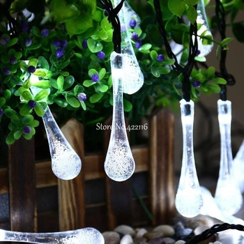 10m 20m Crystal Bublina Kvapky LED Reťazec Rozprávkových Svetiel Dovolenku VIANOČNÉ Osvetlenie Garland Vonkajšie STRANY SVADOBNÉ Dekorácie Gerlyanda