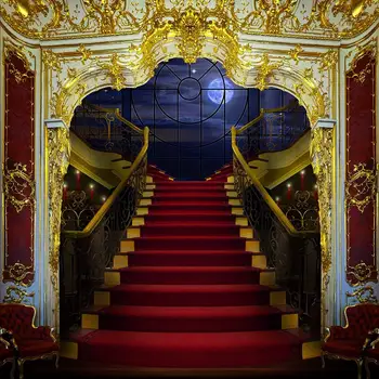 Kráľovské Schodisko schodisko paláca hradu svetlo, full moon pozadí Vysokej kvality Počítač tlač svadobné pozadí