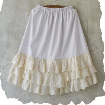 Harajuku Mori Dievča Pevný Biely Underskirt Béžová Čipky Multi-Vrstva Spodnička Sukne dámske Basic For Lady Roztomilý Lolita Sukne A195