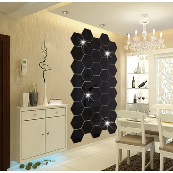2020 Nástenné Zrkadlo Geometrické Hexagon Zrkadlo na Stenu-Nálepky DIY Domova Zväčšiť Obývacia Izba, predsieň, Odnímateľné zrkadlo Bezpečnostné 7 ks