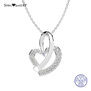 Shipei 925 Sterling Silver Jemné Šperky Romantická Láska Srdce Prívesok Náhrdelník Svadobný Náhrdelník pre Ženy Výročie Darček