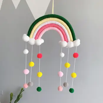 26*50 cm Tkané Rainbow Loptu Prívesok Ručné Tkanie Ornament Nordic Deti Miestnosti Visí Ozdoby Balkón Domov Stenu detská Izba Decor