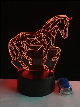Kreatívne Zvierat Geometrické Kôň 3D svetlo lampy LED USB Náladu Nočné Svetlo Multicolor Dotyk Diaľkové Stôl, stolná Lampa Dieťa Hračku Posteli