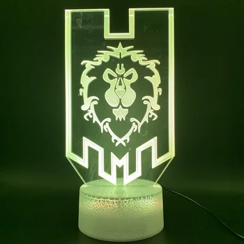 3d Optické Lampy Hru World of Warcraft Lev Vlajka Office Home Dekorácie, Lampy Darček k Narodeninám pre Dieťa Dieťa Spálňa Led Nočné Svetlo