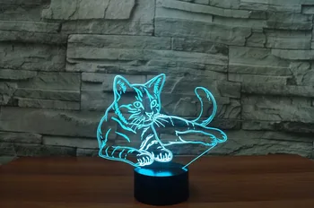 Kawaii mačka Lampa 7 Farieb Nočného Led Nočné Svetlo 3d Svetelné LED Stolná usb stolná Lampa pre Domáce Dieťa Spálňa Vianočné Dekorácie