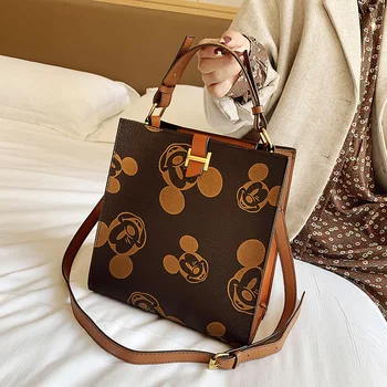 Disney Mickey mouse Žien pu taška minnie messenger taška na rameno messenger taška fashion skontrolovať dámy reťazca taška cartoon kabelka