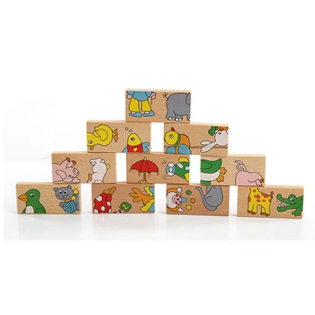 15pcs/set Zvierat Farebné Domino Drevené Puzzle Cartoon Montessori Vzdelávacie Hračky pre deti Roztomilý Narodeninám Zábavné Hry pre Deti