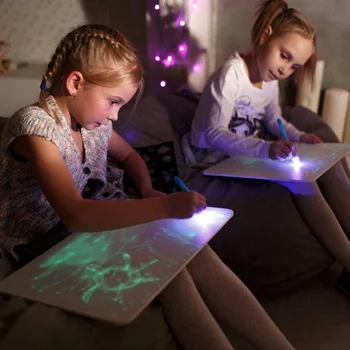 Magické Svetelné Rysovaciu Dosku Deti Hračka Tablet Čerpať V Tme S Fluorescenčné Pero Ruskej Rozsvieti Vzdelávacie Hračky Pre Deti,