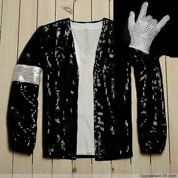 Doprava zadarmo Michael Jackson kabát Billie Jean štýl Bunda & rukavice Moderné tanečné kostýmy cosplay kostým cos oblečenie