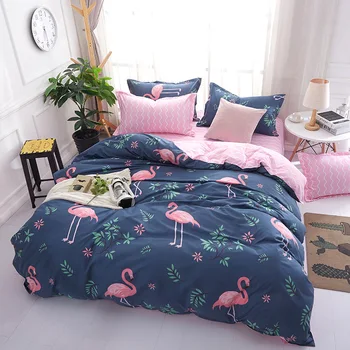 Aggcual Flamingo posteľná bielizeň nastaviť king size zvierat cartoon vytlačené perinu nastaviť pre deti, dospelých, bytový textil súprava vankúš be29
