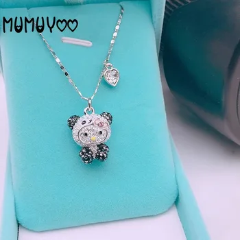 Módne šperky vysokej kvality kúzlo roztomilé sladké Roztomilý mačka panda crystal náhrdelník prívesok pre ženy darček