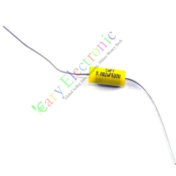 Veľkoobchod a maloobchod 10pc žltá dlho vedie Axiálne Polyester Film Kondenzátor 0.082 uF 630V fr trubice zosilňovačov doprava zadarmo