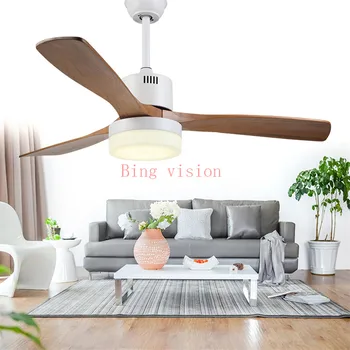 Americké priemyselné vietor stropný ventilátor svetlo Severské drevo stropný ventilátor 220v s diaľkovým ovládaním stmievanie LED stropný ventilátor svetlo