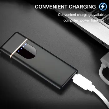 Windproof Dual Arc Ľahšie Plazma Dobíjacie USB Zapaľovač Cigariet Elektrické Kovové Člny Mužov Gadgets