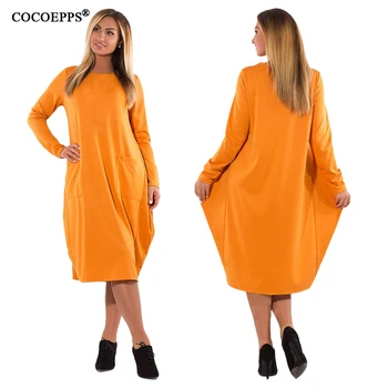 Móda Plus Veľkosť ženy Šaty 2019 4XL 5XL 6XL Ženy Zimné Oblečenie na Jeseň Voľné Šaty Veľké Veľkosti, Ležérne Elegantný Teplé vestidos