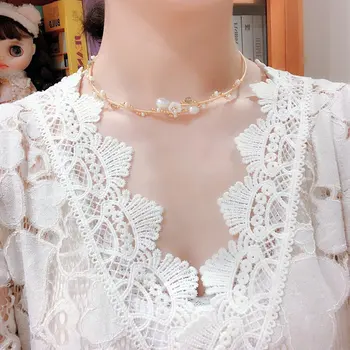 SINZRY NOVÉ originálne ručne vyrábané prírodné sladkovodné perly kvet elegantné chokers náhrdelník kapela pre Ženy strany šperky Darček