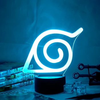Naruto Konoha Logo LED Nočné Svetlo Farebné Nočného pre Dieťa Spálňa Dekoratívne Svetlo v Pohode Led stolná Lampa Anime Darček pre Neho