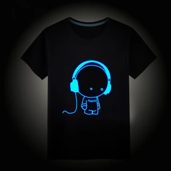 2020 bavlna chlapca T-shirt Deti Letné Svetelný Krátke Rukávy T-Shirts Chlapcov, Dievčatá, Deti Nočné Svetlo Tees&Topy 3 10 12 Rokov