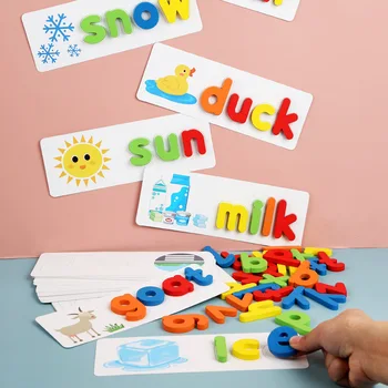 ABC Puzzle Napísať slovo hry, Drevené Hračky Skoré Vzdelávanie Skladačka Písmeno Abecedy Puzzle Predškolského Vzdelávania Baby Hračky pre Deti,
