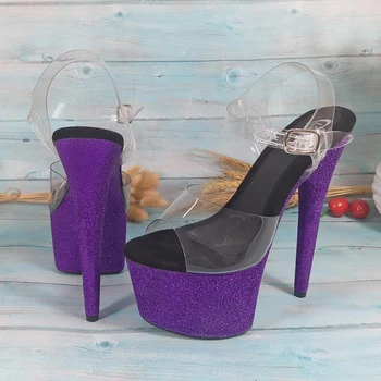 Leecabe Nové Fialová Lesk Podpätky 17 cm ozdobný stĺp tanec sandále lady obuvi vysokým podpätkom platformu pól danceshoes