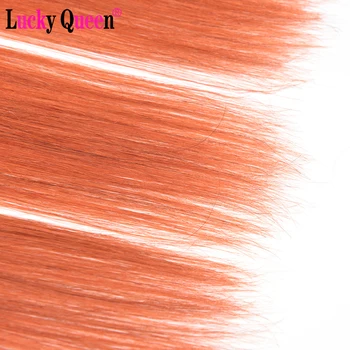 Oranžová Farba Brazílsky Rovné Vlasy, Tkať Zväzky Remy Ľudské Vlasy Rozšírenia Ombre Zázvor Oranžová Farba Zväzky