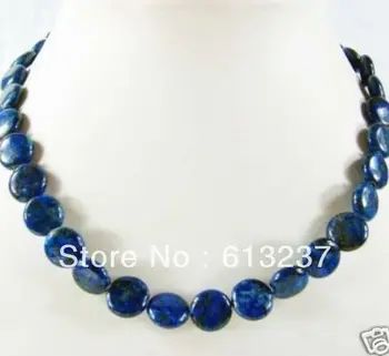 Horúce Doprava zadarmo nový Módny Štýl diy 10 mm Modrý kameň Lapis Lazuli Kruhu Korálky náhrdelník 18
