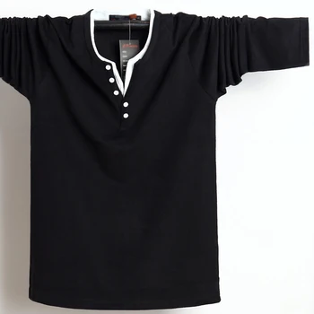URSPORTTECH Jeseň Zimné Mens T Košele Najvyššej Kvality Dlhý Rukáv T Shirt Mužov Bavlna Bežné Čierne Tričko Homme Plus Veľkosť 5xl 6xl