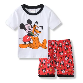 Nové Letné Deti Chlapec Dievča Oblečenie, Detská Princezná Pyžamo Krátky Rukáv Nastaviť Cartoon Mickey Minnie Mouse Elsa Deti Sleepwear Oblek