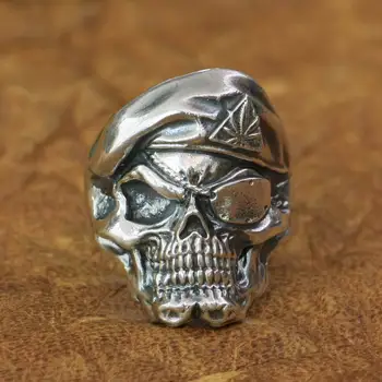 Pirate Skull Krúžok 925 Sterling Silver Mens Biker Rock, Punk Krúžok TA174 NÁM Veľkosti 7 až 15