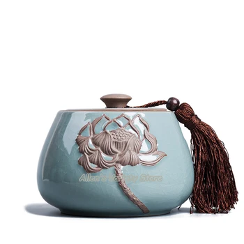 Lotus Geyao Ge pece Nádherné Keramiky korenie Omáčka Jar Čaj Box čaj Kanister Porcelánu candy jar keramické utesnené nádrže, čaj caddy