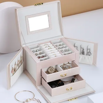 2020 Luxusné Šperky Box Veľké PU Kožené Šperky Náušnice, Boxy Krúžok Náhrdelník Šperky Skladovanie Prípade Rakve pre Šperky Organizátor