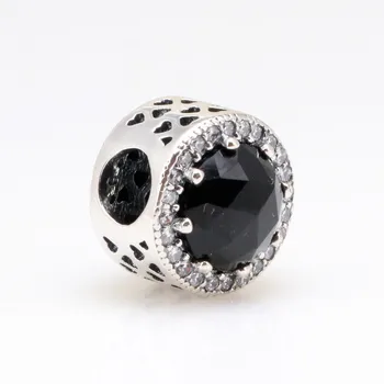 Pôvodné 925 Sterling Silver Perličiek Nové Vystrihnúť Iskru Black Cat ' s Eye Korálky Fit Ženy Pandora Náramok & Náhrdelník Diy Šperky