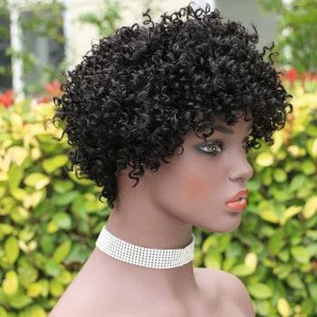 Móda Lady Ľudské Vlasy, Parochne Krátke Parochne Pre Čierne Ženy Afro Špirála Kučeravé Remy Sansy Curl Ľudské Vlasy Parochňa Brazílsky Stroj Parochňu