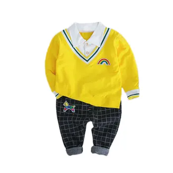 2019 Jeseň dieťa Oblečenie Sady Baby Klope bežné dlhým rukávom T-tričko +nohavice 2 ks Súpravy Baby boy šaty