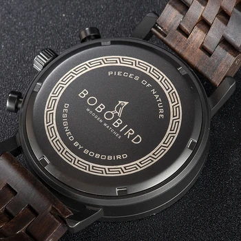 BOBO VTÁK Business Nehrdzavejúcej Ocele Pozerať na Ručne Vyrobené Drevené Náramkové hodinky pre Mužov s Zobrazenie Dátumu