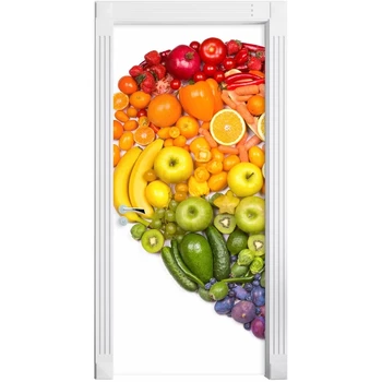 PVC nástenná maľba Papier Tlač Ovocie Farebné Umenie Obnoviť Dvere Nálepky Domova Obrázok Samolepiace Nepremokavé Tapety Pre Spálne