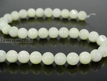 Prírodná Biela perleť MOP Kamene 8 mm Hladké Roundr Voľné Korálky 15