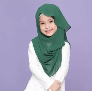 2020 Islamskej deti hlavu krytie baby girl Moslimských vnútorné šifón hijabs Veľkosť: 2T-12T