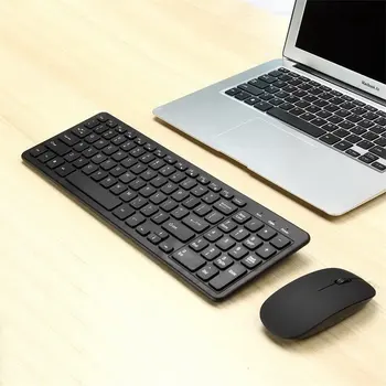 Jednoduché Ultra-Slim Black Mini Bezdrôtovej Klávesnice a Myši Combo Kit pre PC Desktop Loptop Klasického Office Set