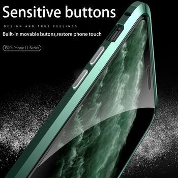 Pôvodné Magnetické puzdro Pre apple iphone 11 pro max 360 ochrany obojstranné Sklenený kryt na iphone 11 pro 2019 prípade Coque